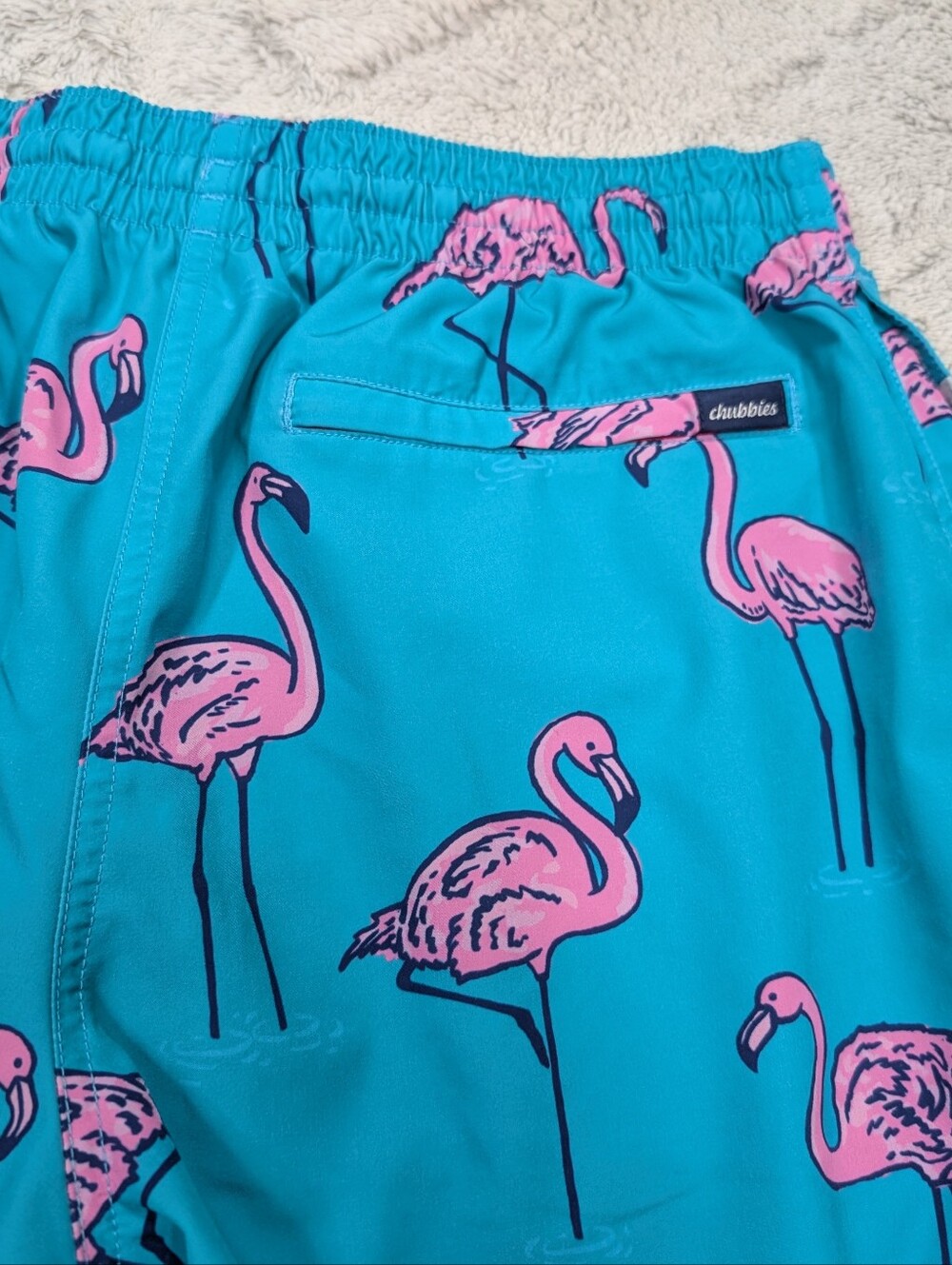 Chubbies Shorts Mens L Blue Flamingo AOP Beach Retreats Swim Mesh Lined 5.5” - Picture 9 of 9